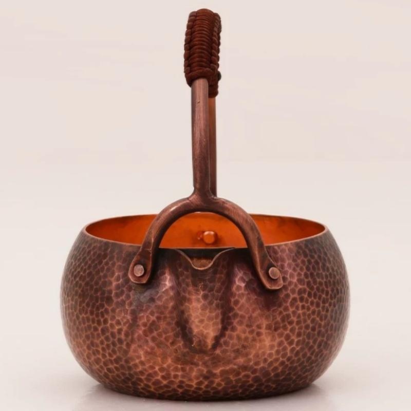 Vintage Pure Copper Water Kettle ,Hammer Texture Weave Portable 500 Ml Heat Resistant Filter Kettle,Tradition Handcrafted Teapot