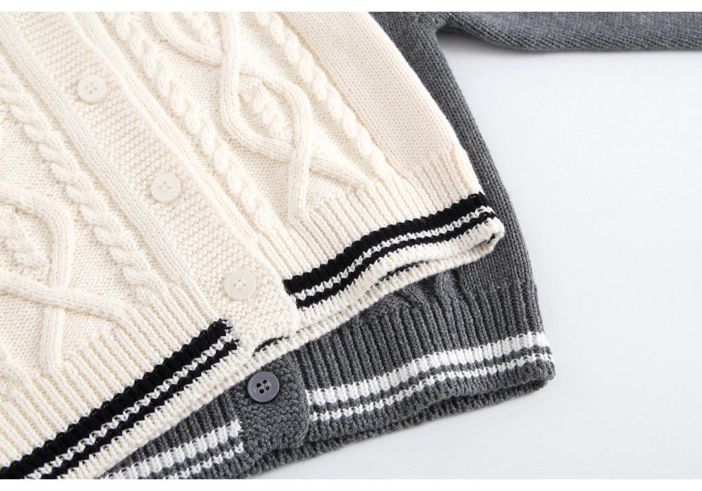 Unisex Korean Style 100% Cotton Knit Cardigan for Boys – Spring/Autumn Casual Baby Sweater