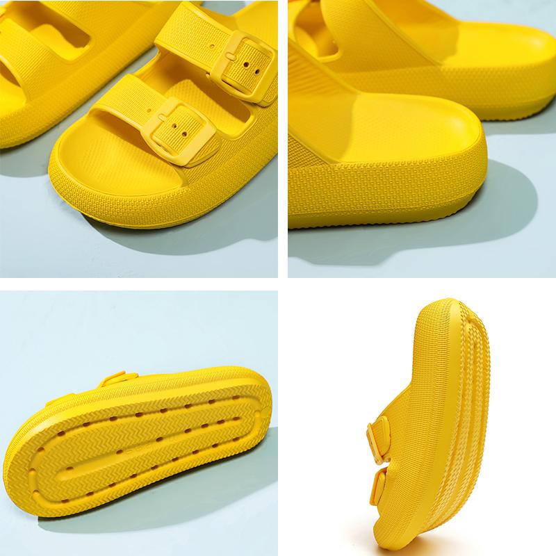 2024 Summer EVA Slippers Women Cloud Thick Platform Outdoor Soft Beach Sandals Women Slides Design Yellow Pink  Thickening