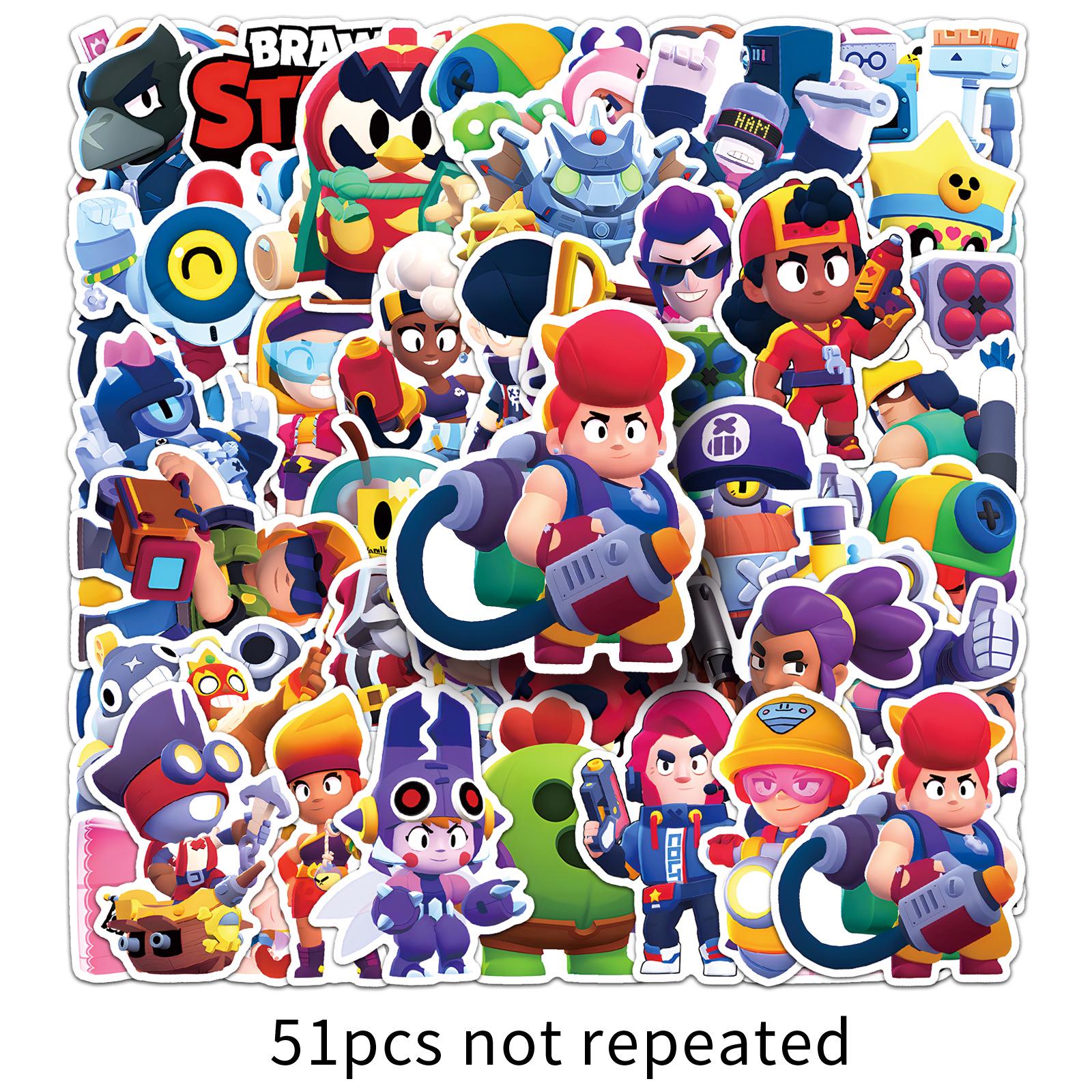 51-Piece Brawl Stars Cartoon Game Graffiti Stickers Set for Computers