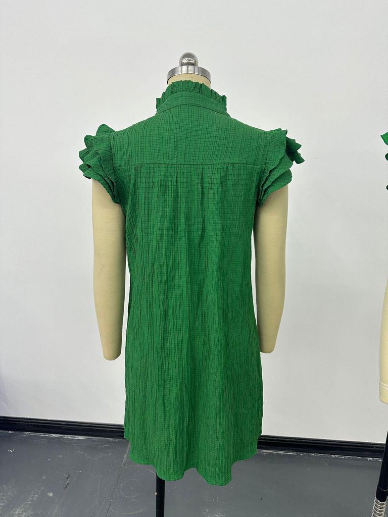 European & American Women's 2026 Summer Ruffle Sleeve V-neck Dress