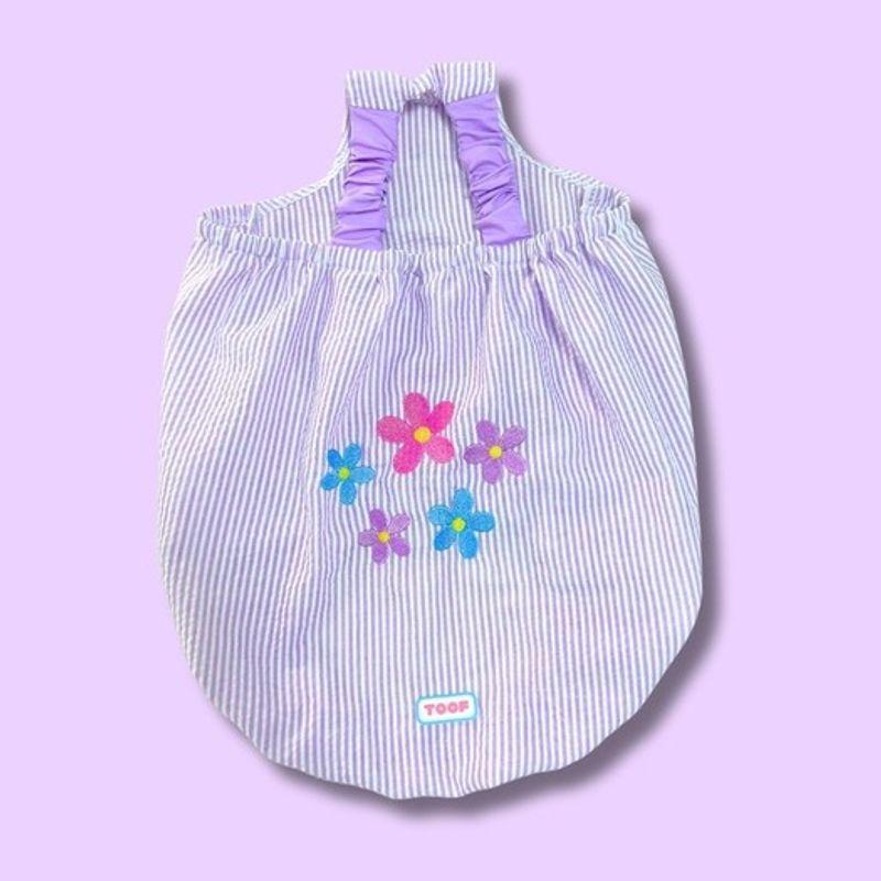 TOOF DAISY EMBROIDERY SEERSUCKER TOP - PURPLE
