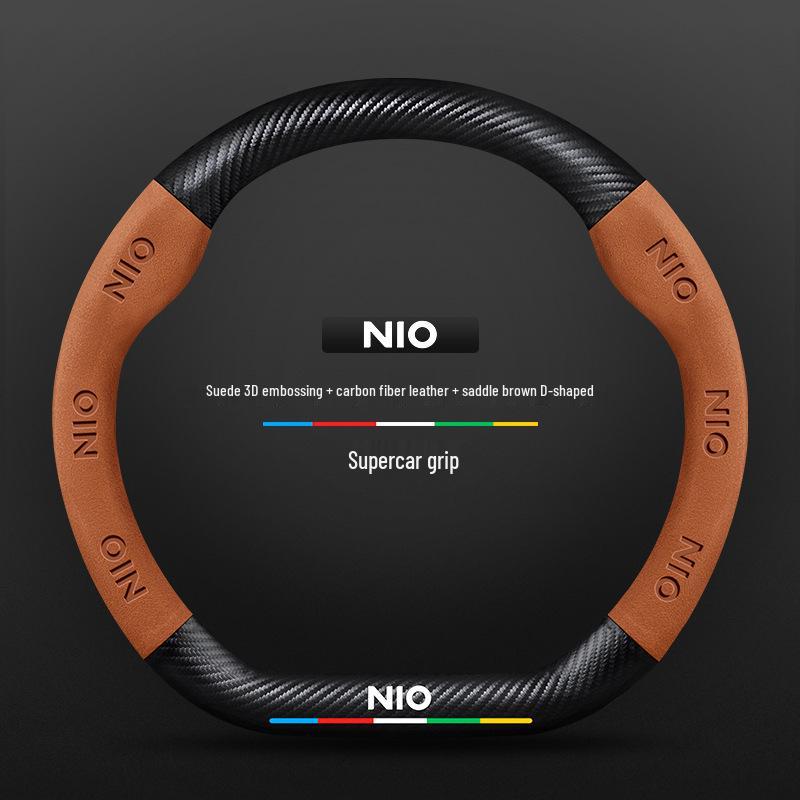 Nio EC6/ES6/ES8/ET7 Suede Carbon Fiber Steering Wheel Cover
