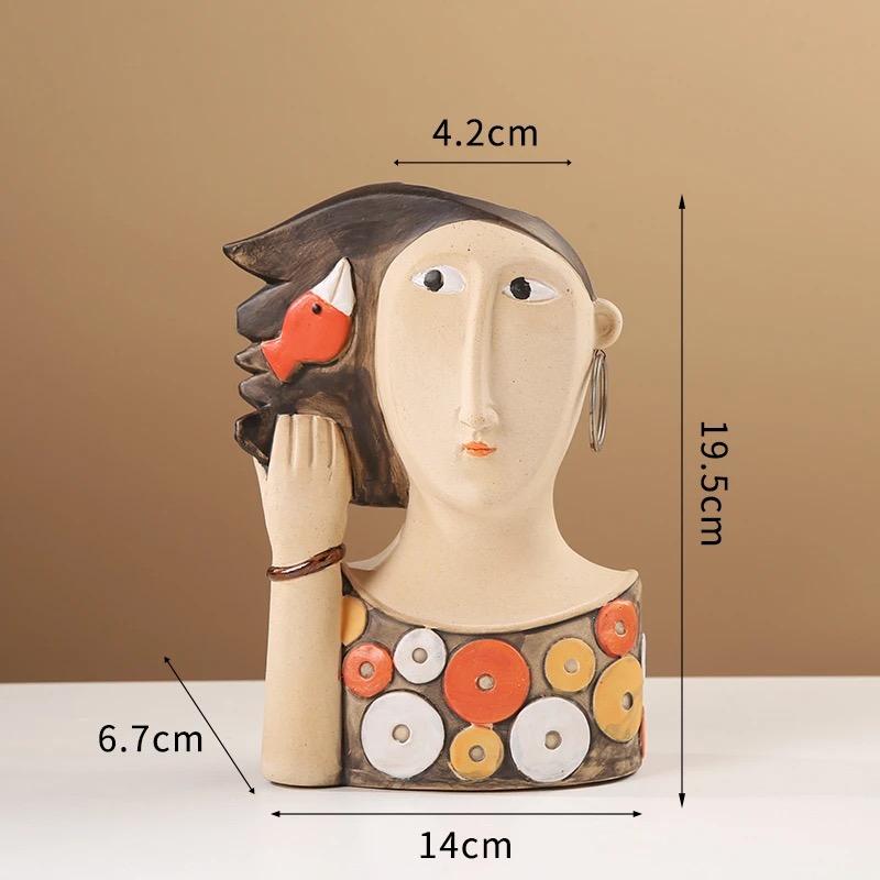 Bunte Abstrakte Keramikvase mit Menschlichem Gesicht – Kreative Kunstskulptur für Heimdekor