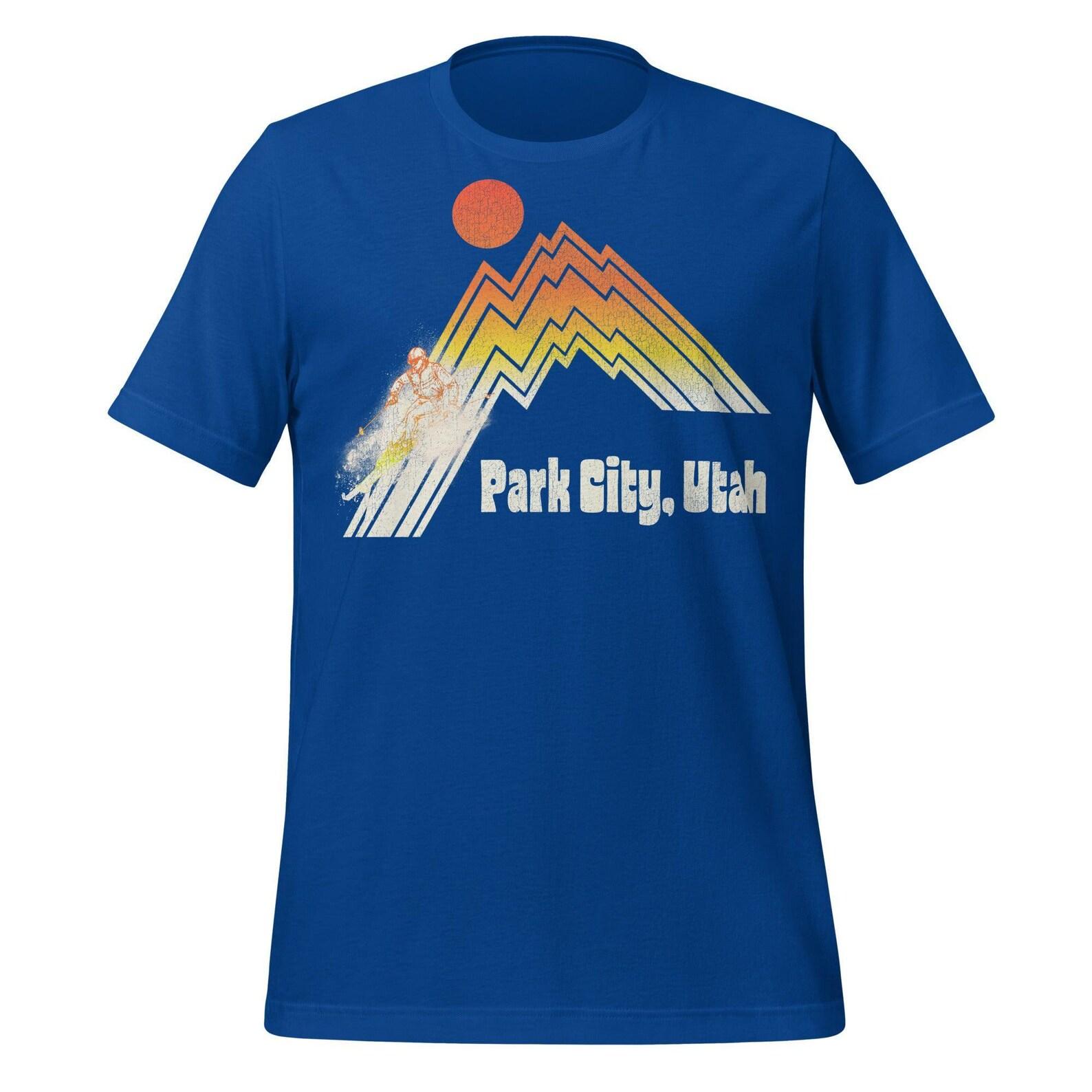Retro Ski T-Shirt: Park City Utah 70 s Style (Unisex Cotton Tee) 3XL