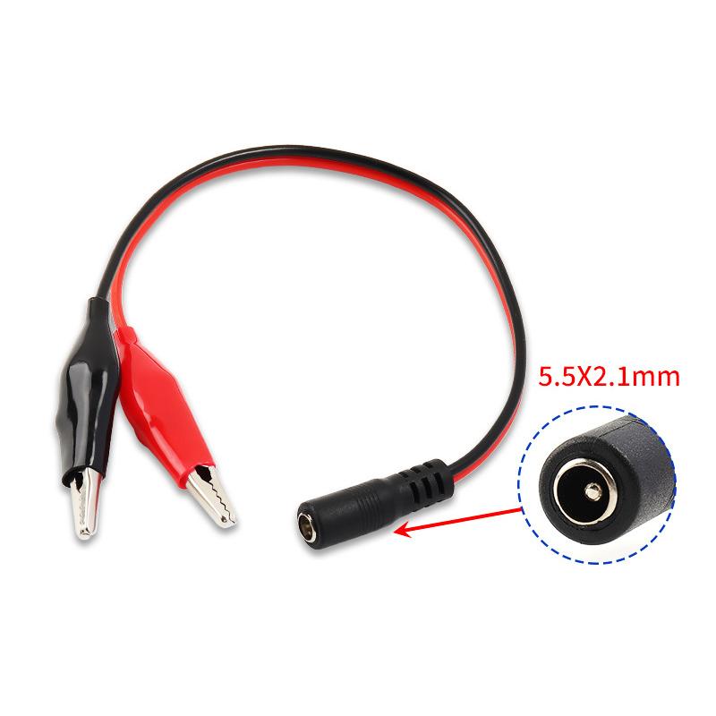 1PC 2 Alligator clip to 1 Male or Female DC Power Plug Connector Adapter DC 5.5*2.1mm Clips Crocodile Test Leads