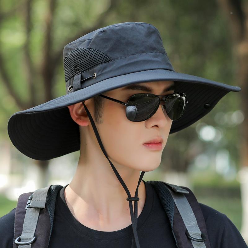 Outdoor leisure bucket hat women sunscreen men fishing mountaineering summer eaves cover face travel foldable sun hat