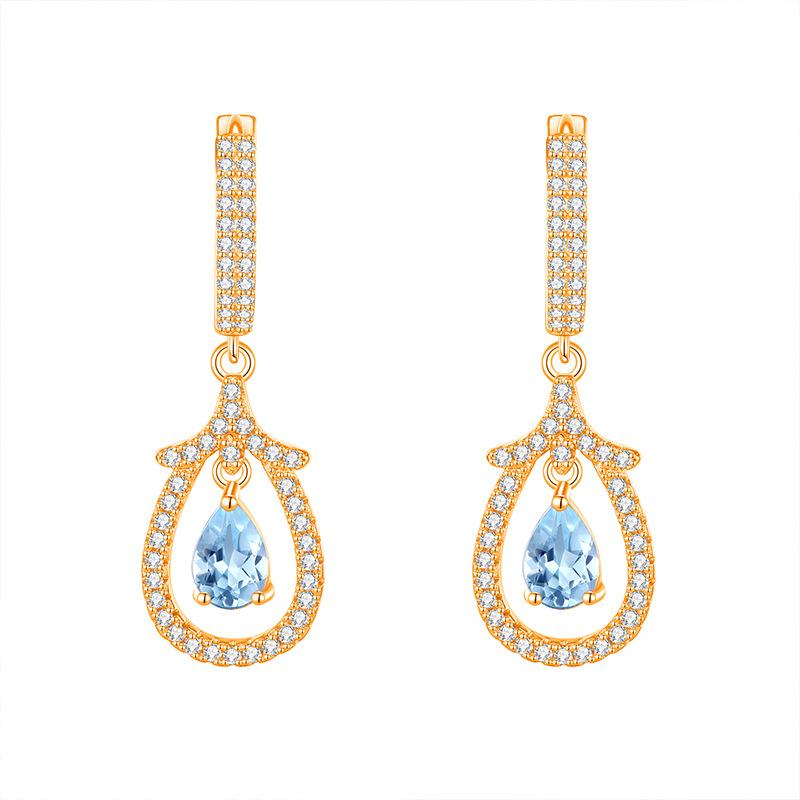 S925 Sterling Silver Earrings for Women Natural Crystal Stone Fashion Niche Girls Earrings Jewelry Gift
