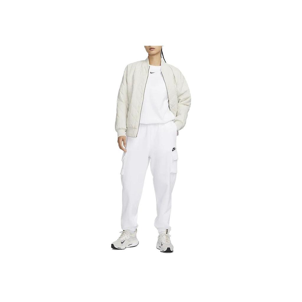 Nike Sportswear Club Fleece Solid Color Drawstring Loose Fit Multi Pocket Design Casual Knit Sweatpants Women Bottoms White DQ5197-100