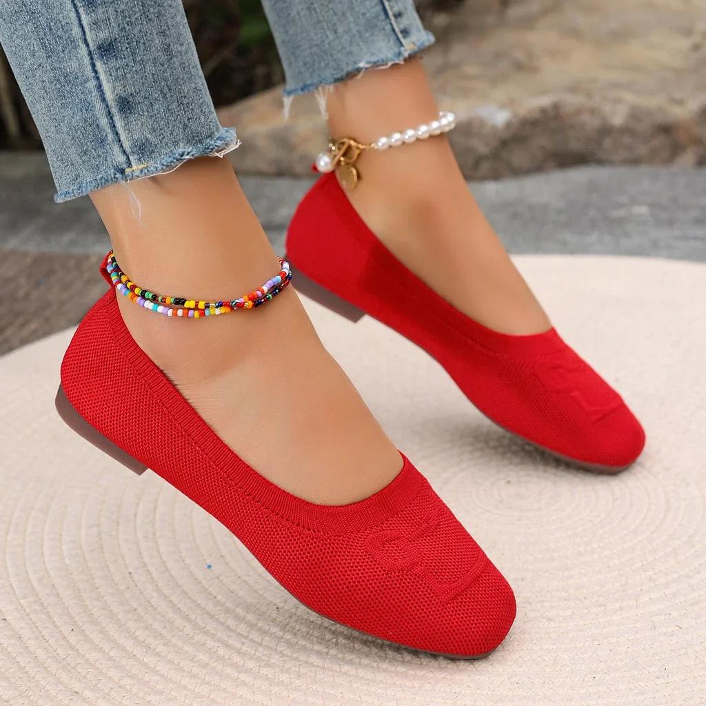 Women's Flat Shoes with Pointed Soft Knitted Sole Breathable and Comfortable Shoes Spring and Autumn 2026 New Model