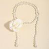 Women's High-End Dress Belt with White Pearl Flower Decoration for Summer