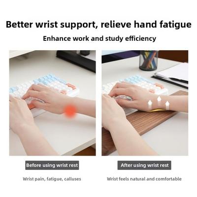 Wooden Keyboard Wrist Rest Ergonomic for 60/87/104 Keys Rest Palm Pad Stain Resistant Walnut Wood Mechanical Keyboard Pad