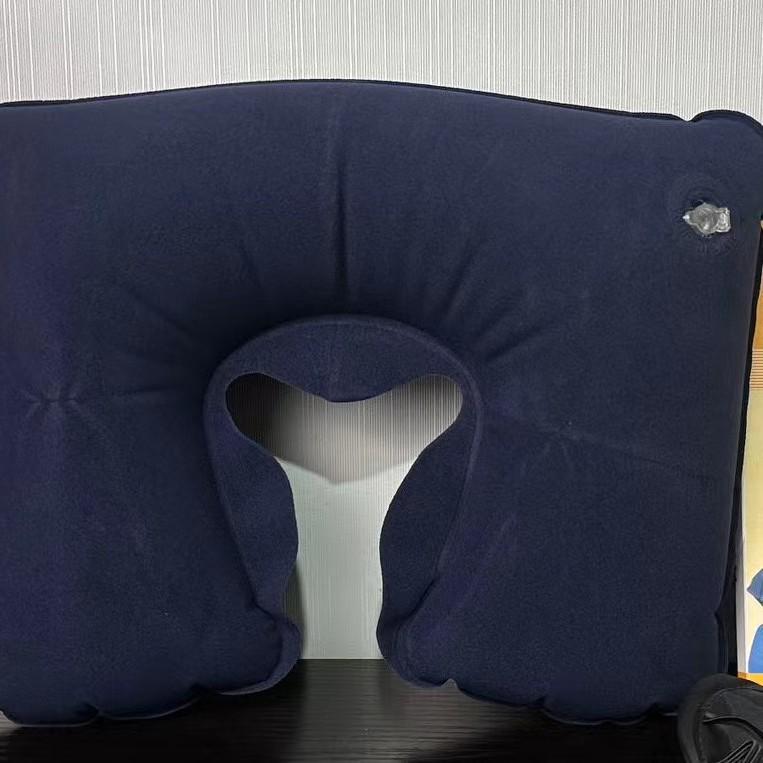 Inflatable U-Shaped Neck Pillow for Travel and Camping - Mouth-Blow, Multi-Functional, and Foldable
