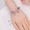 Ladies Hollow Five Petal Flower Bracelet With Diamond Crown Pendant Stainless Steel Bangle Jewelry