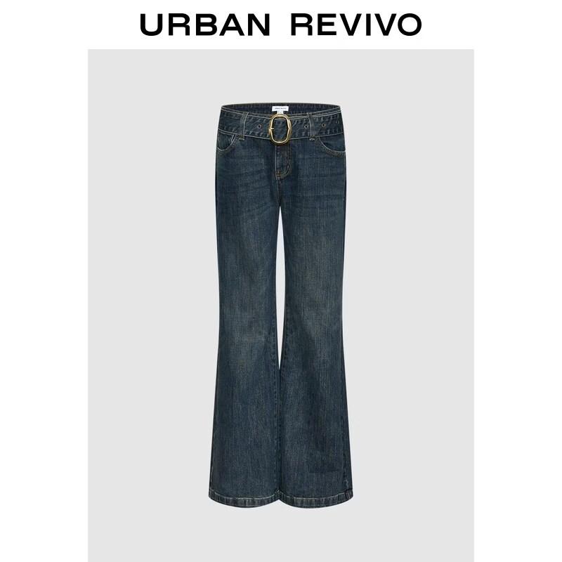 UR2026 Women s Washed Flared Jeans with Belt 25