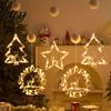 No Drill Glass Wall Decor LED Christmas Star Window Light, Tree Letter Suction Cup Hanging Lamp Versatile Party Venue Decorations for
