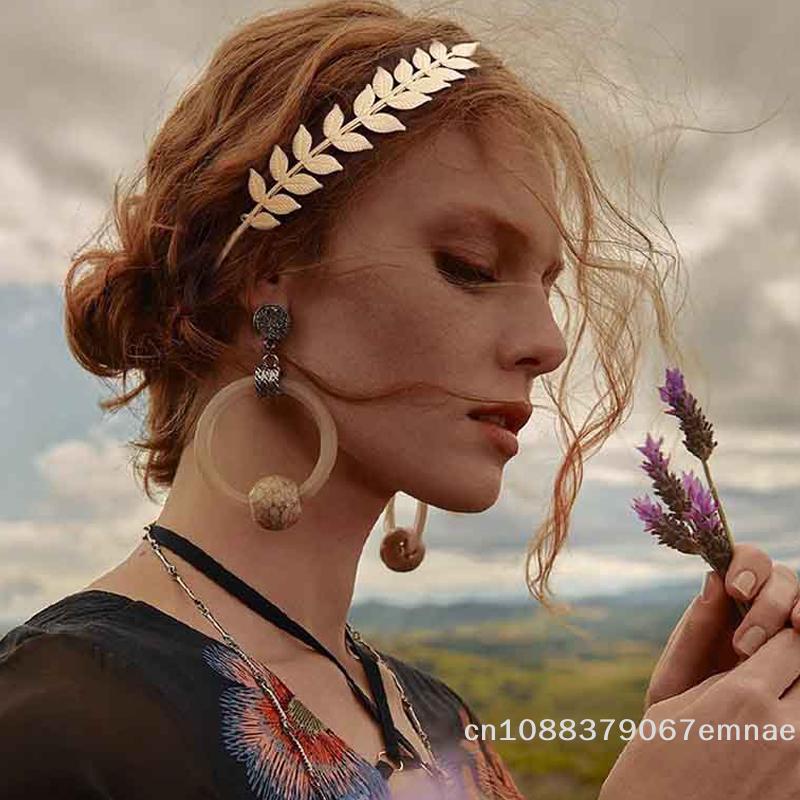 [ZYAS]Gold Leaf Headband Headpiece Crown Tiara Hair Hoop Headdress Goddess Greek Head Jewelry Bride Wedding Hair Accessories