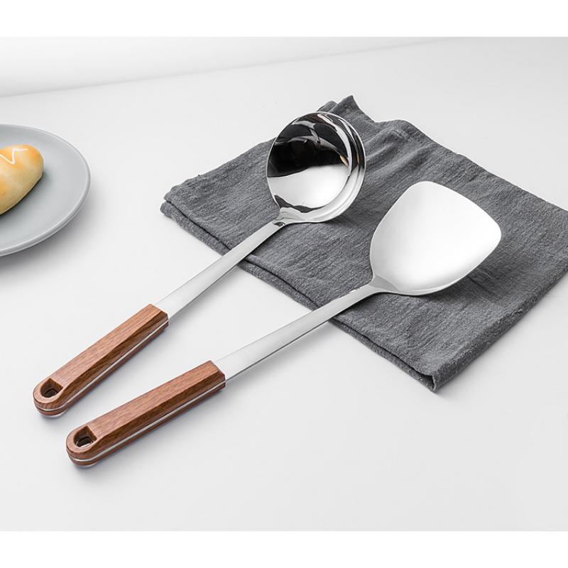 HANYANG Stainless Steel Stir-fry Spatula Large Soup Spoon Thickened Handle Spatula Cookware