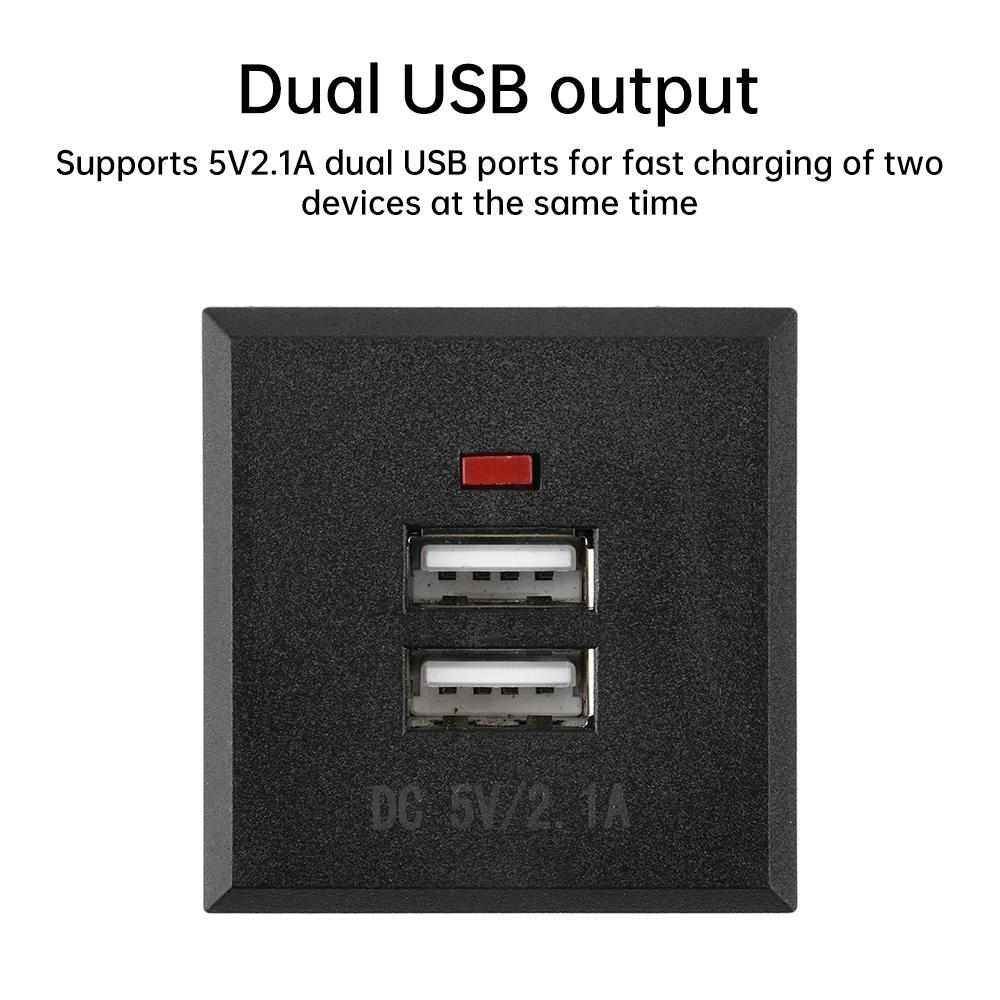 5V 2.1A Dual USB Power Socket Embedded Desktop Socket USB Charging Panel Module For Mobile Phones Tablets Ipad Chargers