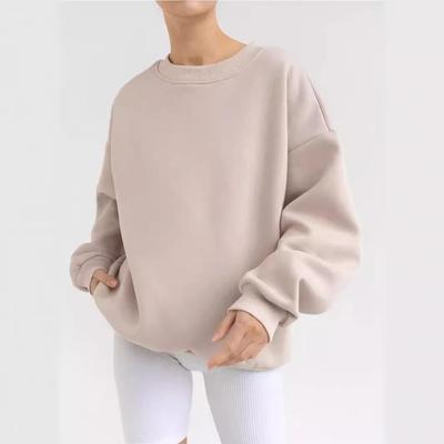 Women Long Sleeve O Neck Loose Pullovers Female Tops Solid Color Sweatshirts