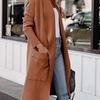 2026 Women's Autumn Casual Loose Solid Color Long Cardigan Pocket Woolen Coat