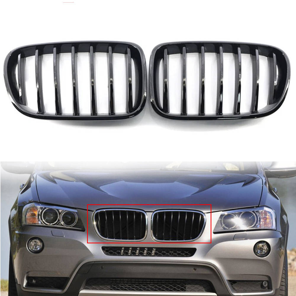 Car Front Grill Grille Kidney Cover For BMW X3 F25 X4 F26 2011-2014 Pre-Facelift 1117237421 51117237422 51117210725 51117210726 Single wire