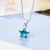 925 Sterling Silver Fantastic Blue Crystal Star Shape Pendant Necklace for Women Charm Necklace Jewelry Gifts S-N290