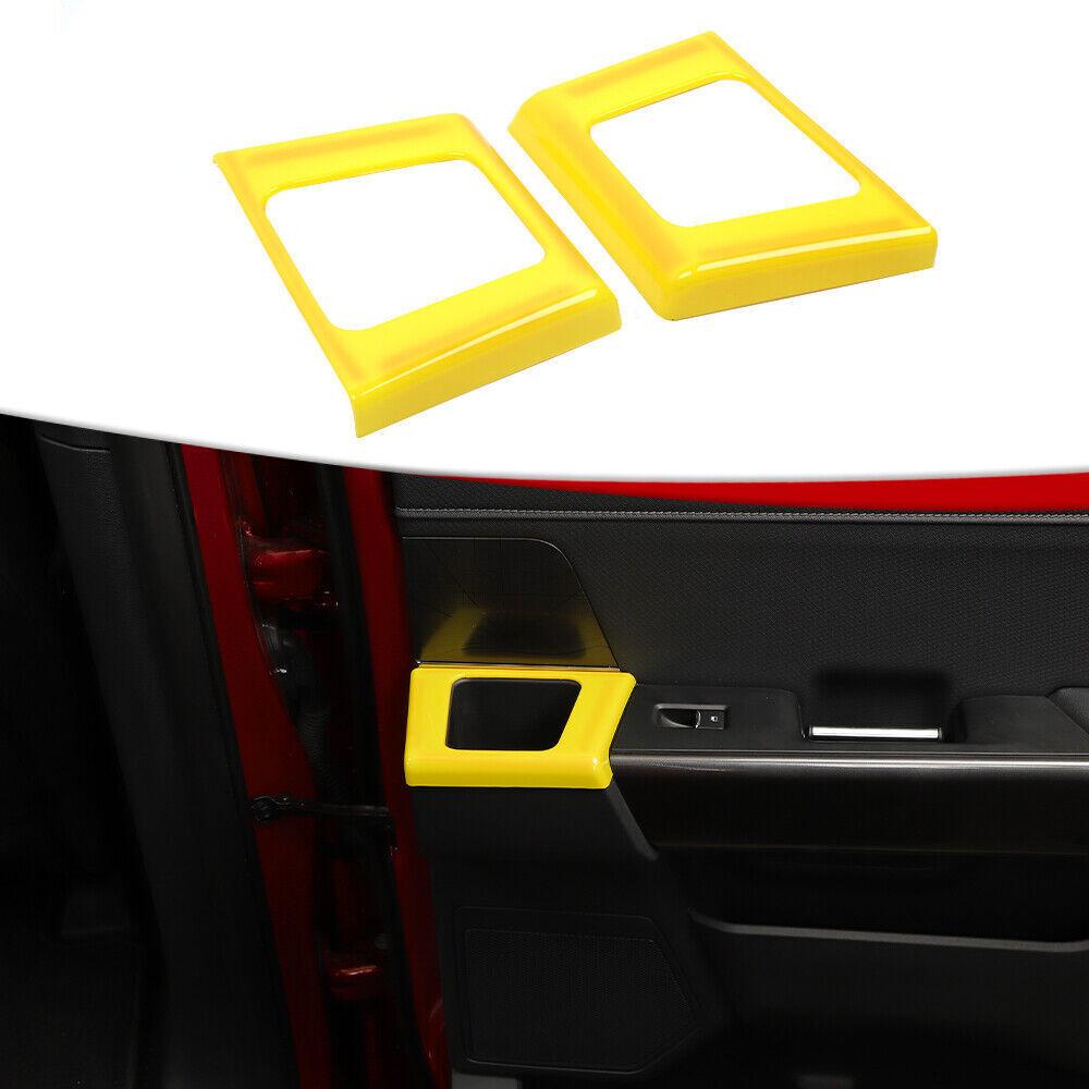 Interior Rear Door Handle Cup Holder Cover Trim Frame For Ford F150 2021+ Yellow