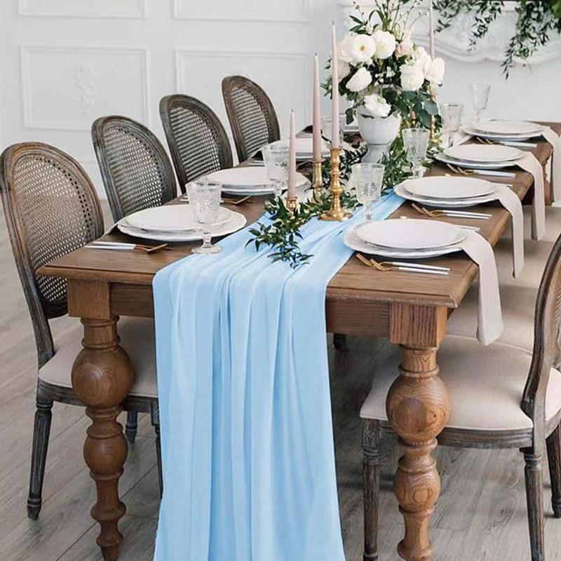 Chiffon Table Runner, Table Decorations Sheer Wedding Table Runner Rustic Romantic Wedding Arch for Bridal Shower Birthday Party 70x300cm