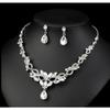 GemChic Women's New Exquisite Crystal Rhinestone Drops Leaf Sparkling Collarbone Necklace Earrings Two Piece Set Birthday Christmas Jewelry Gift