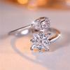 Cute Female Small White Zircon Stone Open Adjustable Ring Vintage Copper Color Wedding Jewelry For Women