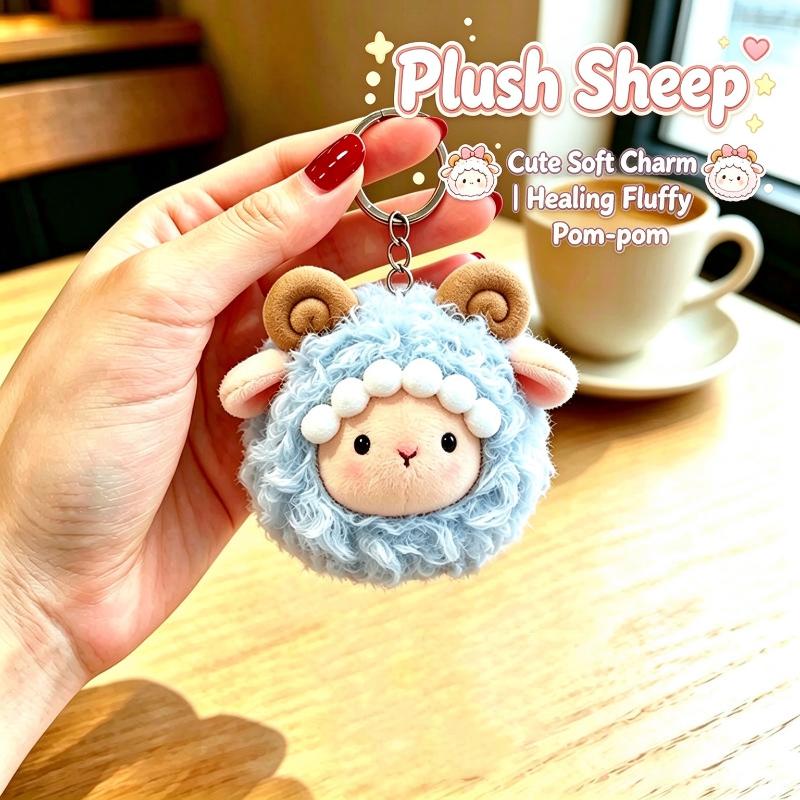 Cute Fluffy Sheep Plush Keychain Soft Fuzzy Material Perfect For Backpack Decoration Birthday Gifts For Kids And Adults