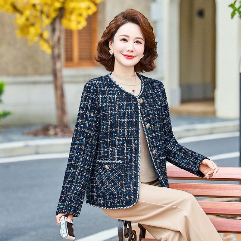Mom Autumn Coat Short Top Medium and Old Women's Fashion Temperament Cardigan