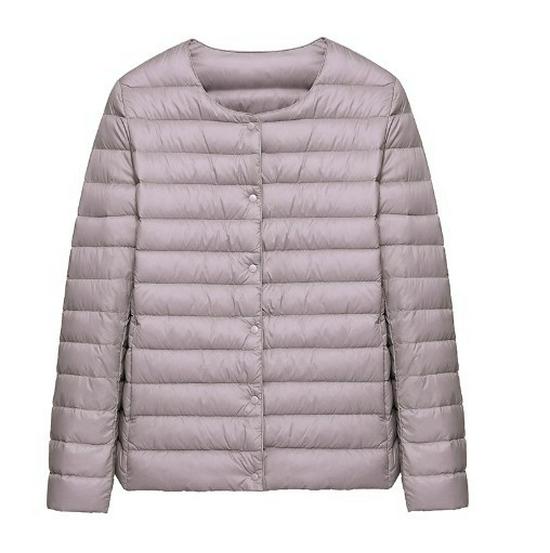 

2024 Женская короткая куртка на белом утином пуху - тонкая, теплая, большого размера, с круглым вырезом XXXXL