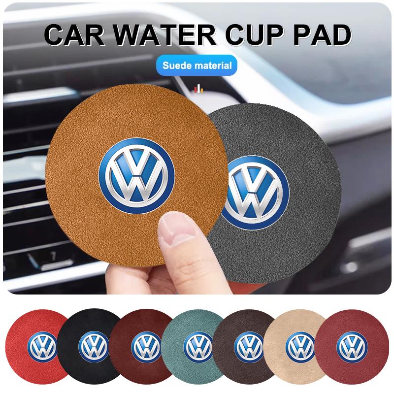 2pcs Car Suede Coaster Water Cup Holder Drink Pad Auto Interior Accessories For Volkswagen VW Golf 4 6 7 GTI Tiguan Passat B5 zr8