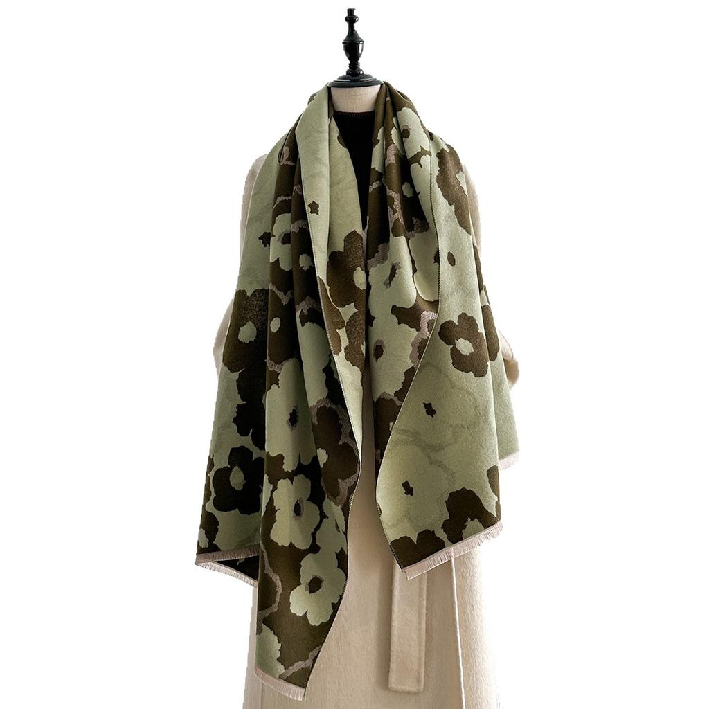 double-sided imitation cashmere thickened warm flower scarf women's air-conditioned room travel neck shawl