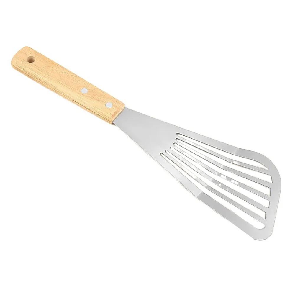 

Stainless Steel Fish Spatula Slotted Turner for Cooking Frying, Egg Flipper Utensils, Heat Resistant Wooden Handle(29.3 * 9cm)