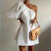 Spring Women's Fashionable Loose Slimming Slanted Shoulder Short Dress