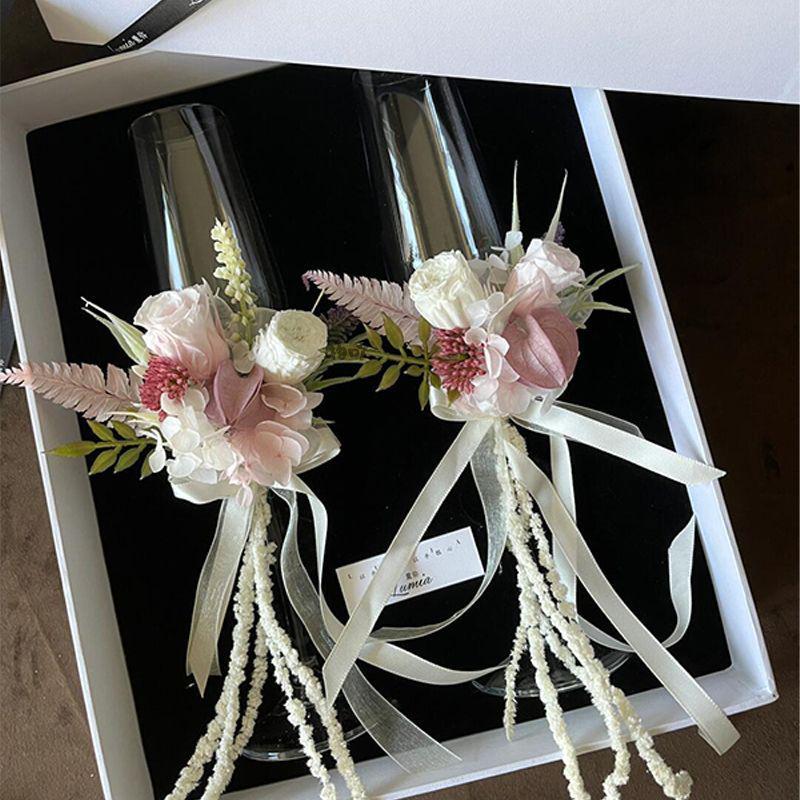 Unsterbliche Blume Hochzeits-Toast-Weinglas-Paar - Ideales DIY-Verlobungs- oder Hochzeitsgeschenk