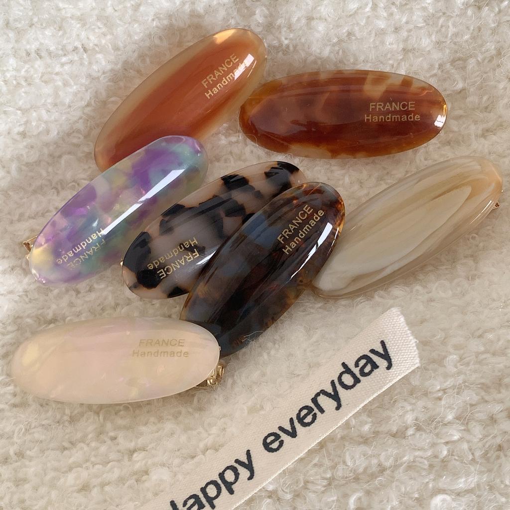 Retro Oval Small Bangs Hairpin Colorful Acetate Hair Clips Womens Sweet Exquisite Barrettes Bangs Clip Fashion Hair Accessories