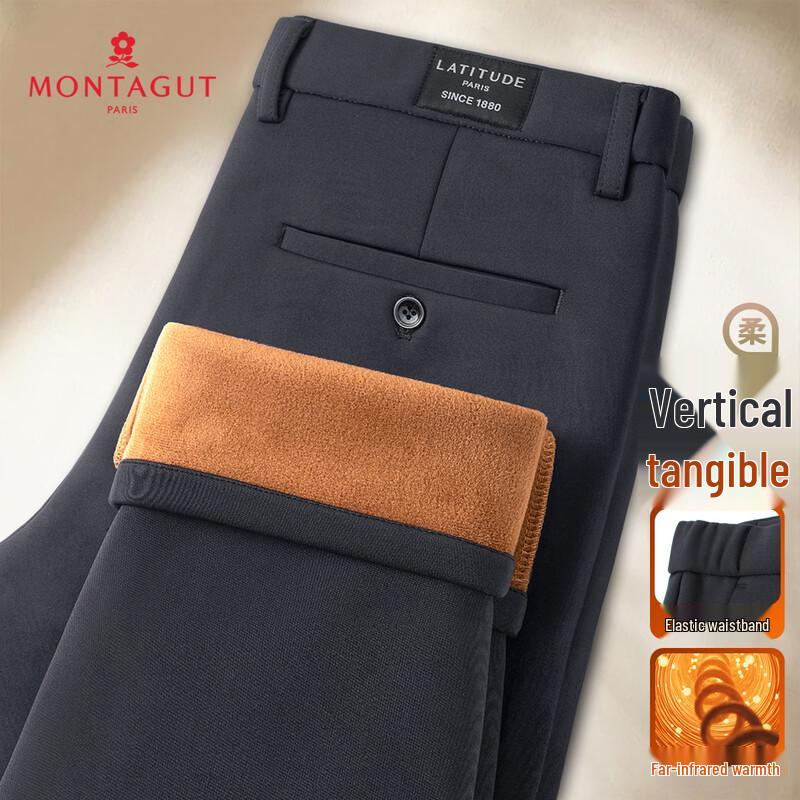MONTAGUT Men s Fleece-Lined Business Casual Warm Trousers 35