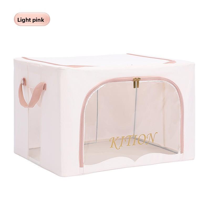 Collapsible Cloth Storage Box With Steel Frame For Bedroom Closet Organization