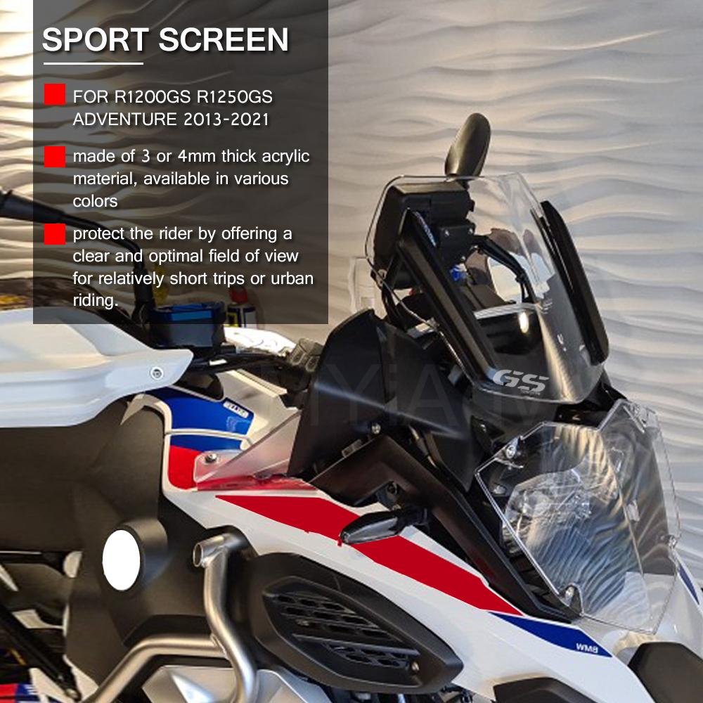 Motorcycle Windscreen Deflector Sport Screen Protector Windshield Front Wind Spoiler For BMW R1250GS Adventure R1200GS 2013-2025