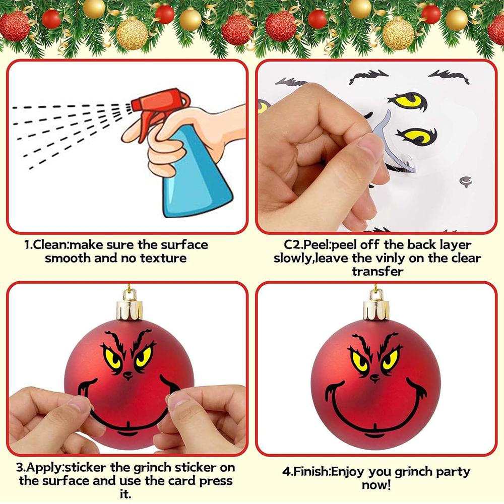72pcs Christmas Grinch Stickers Face Stickers for Christmas Party Supplies