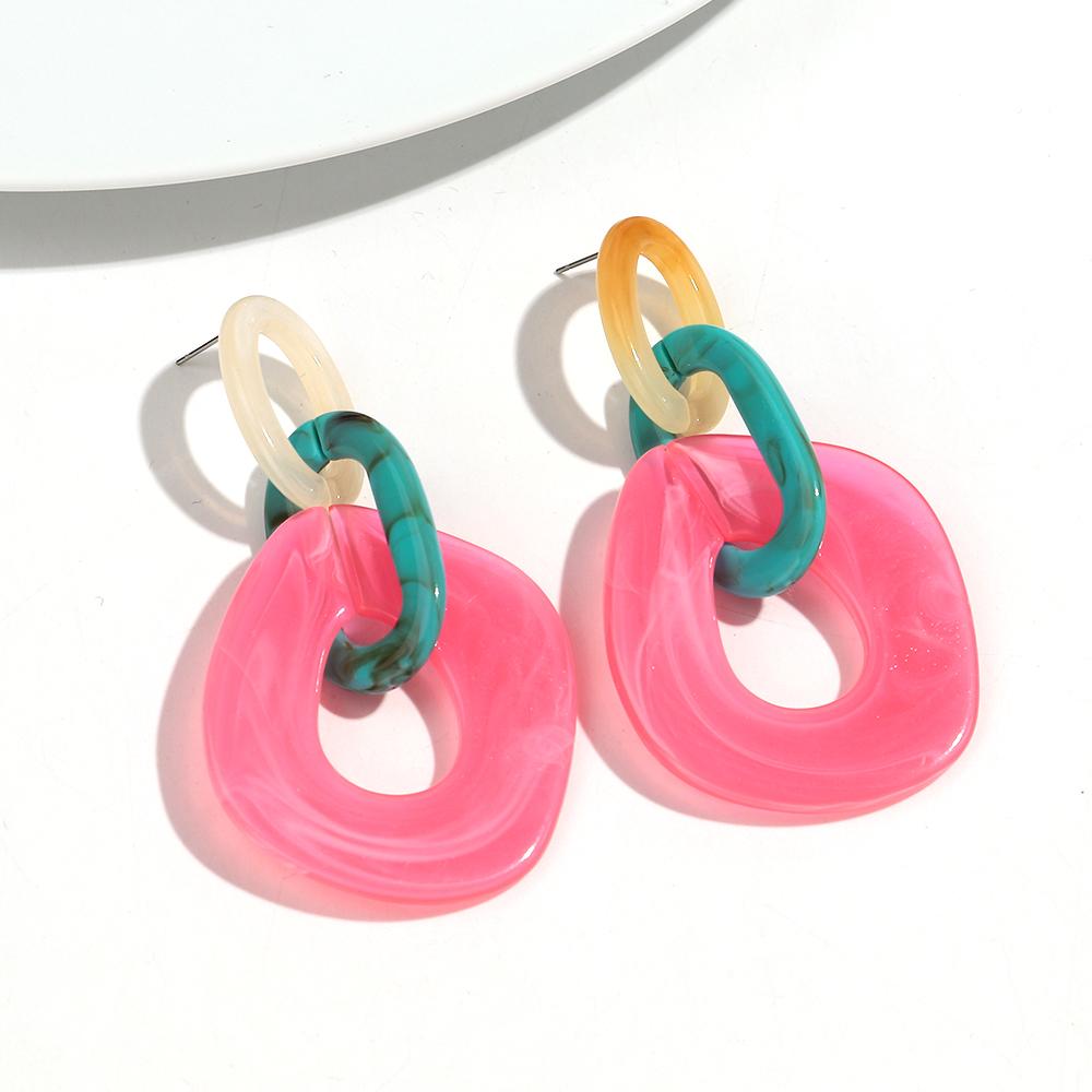 New Leopard Acrylic Big Link Chain Long Earrings for Women Exaggerated Irregular Geometric Drop Earring Statement Jewelry Gifts