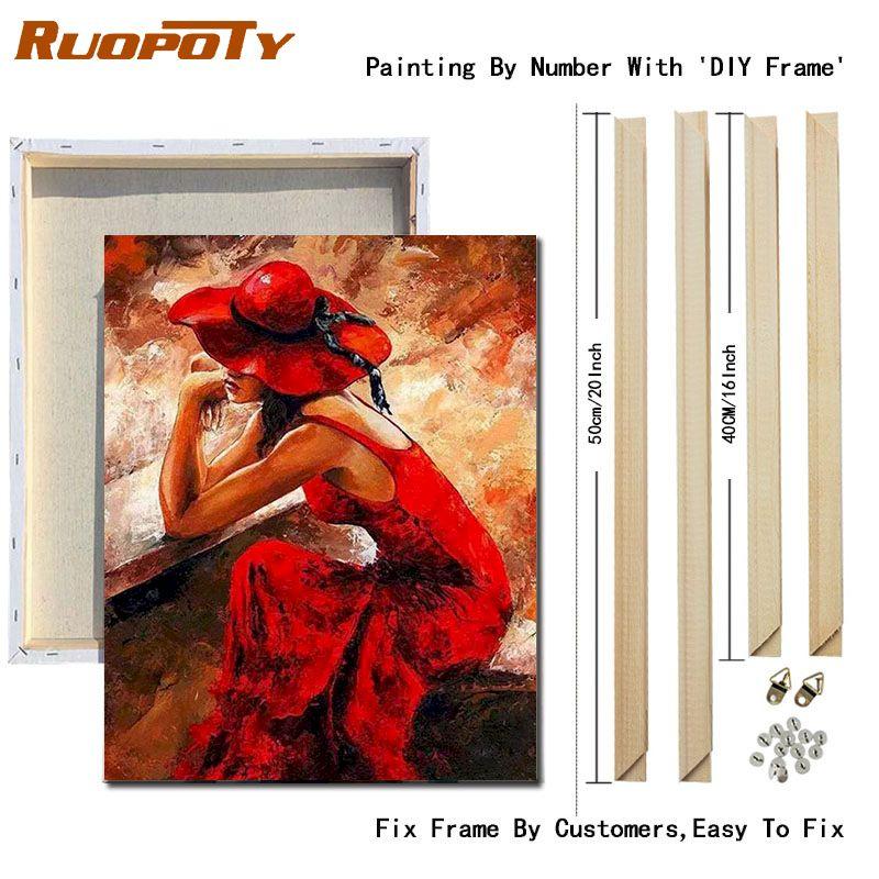 

Ruopoty DIY рамки картины по номерам девушки рисунок раскраска по номерам акриловая картина на холсте ручная роспись для домашнего декора