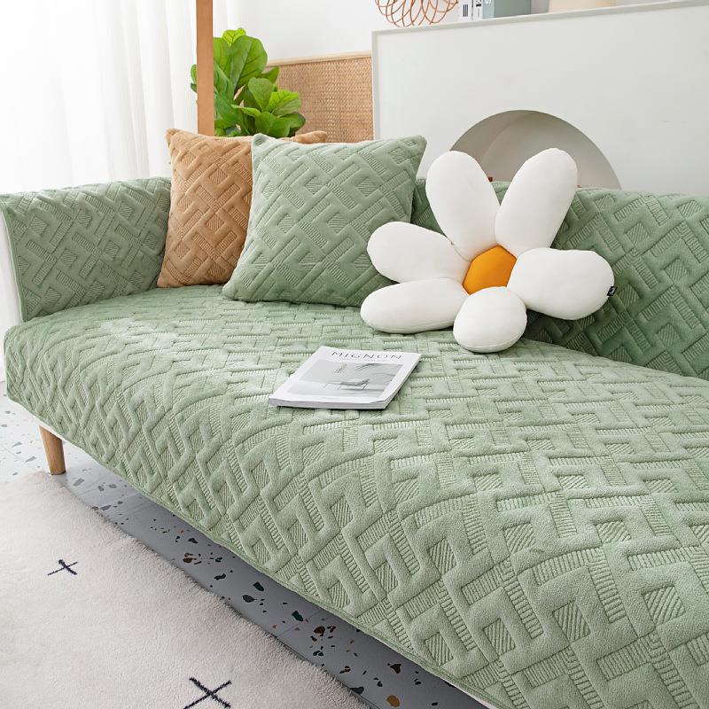 Autumn and Winter New Milk Fiber Gold Leaf Sofa Cushion Modern Simple Non-Slip Sofa Cushion Towel