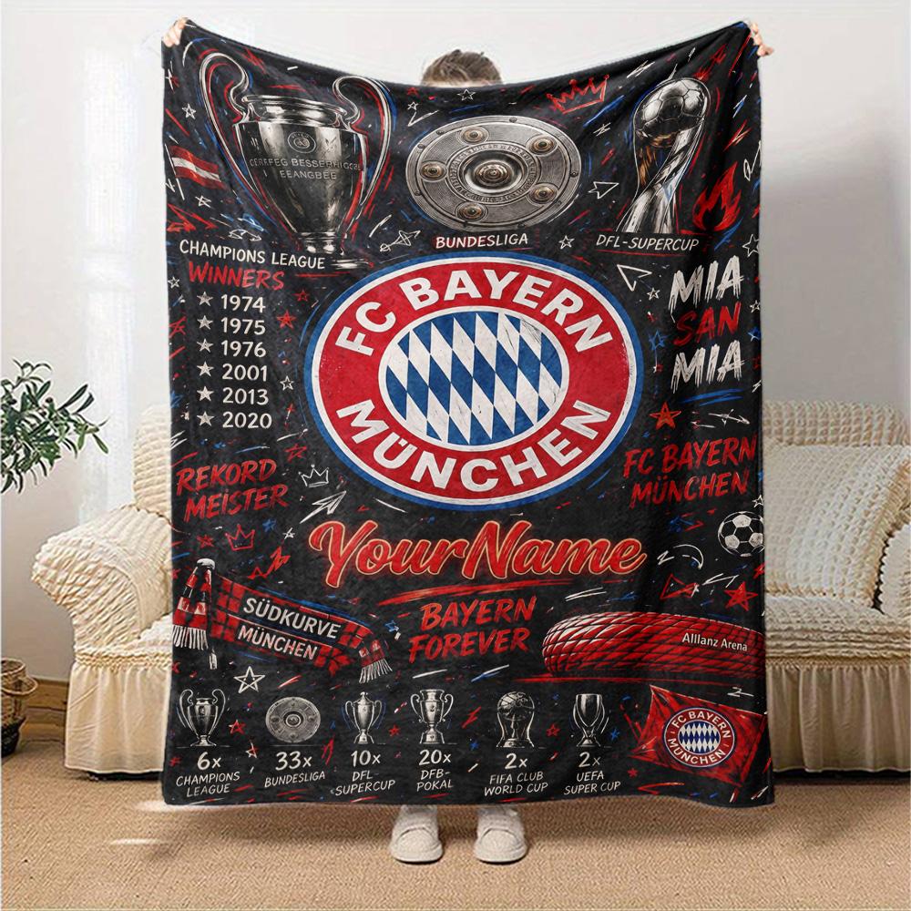 Bayern Munich Personalized Name Blanket Multi-purpose Personalized Blanket Soft & Cozy for Bedding Chair Office Living Room All-Season Use