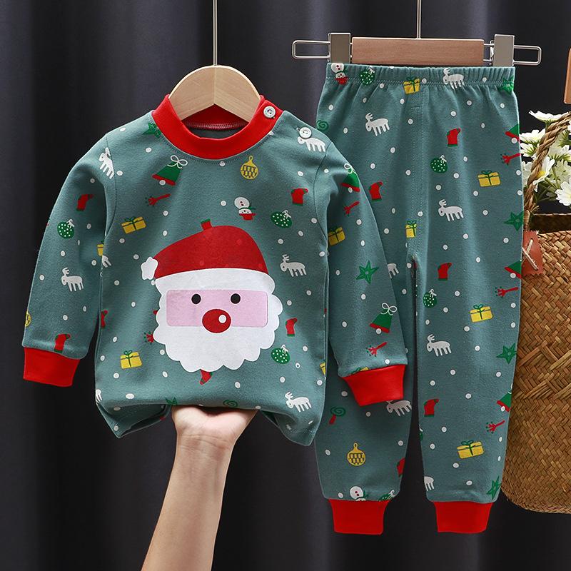 Tegneserie Barn 100% Bomull Undertøyssett Gutter & Jenter Termisk Pyjamas Myk Langermet Topp & Bukser Koselig Hjemmeklær & Nattøy
