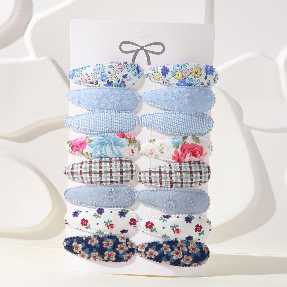 16Pcs GiftCotton Textured Girl Hair Clip BB Clip Cute Colorful Floral Candy Color Matching Kid Barrettes Baby Hair Accessory